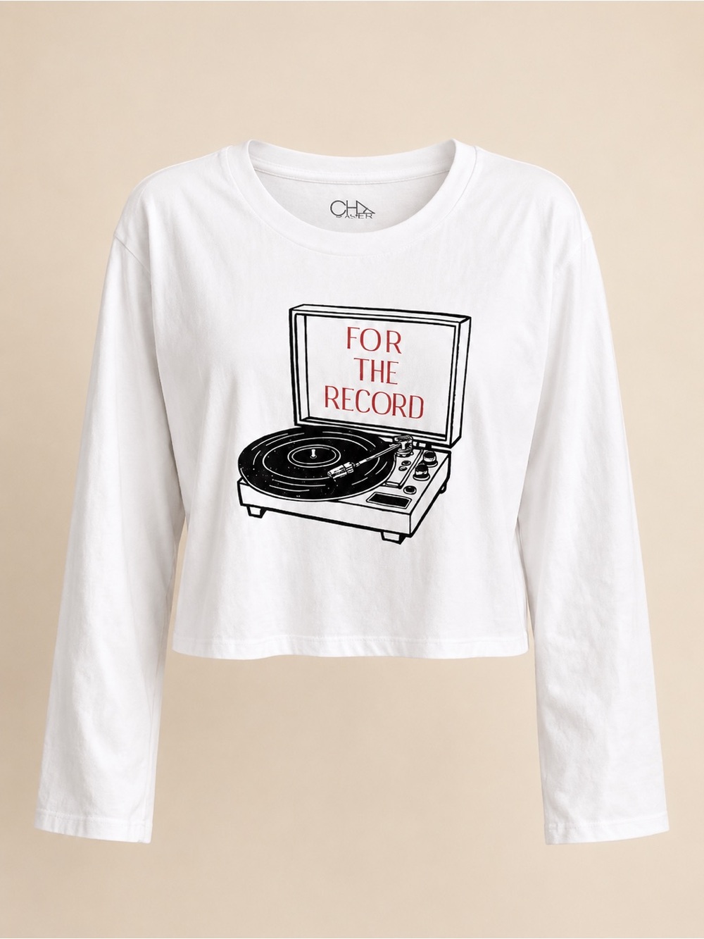 Chaser For The Record Turntable Cropped Long Sleeve Tee M NWT